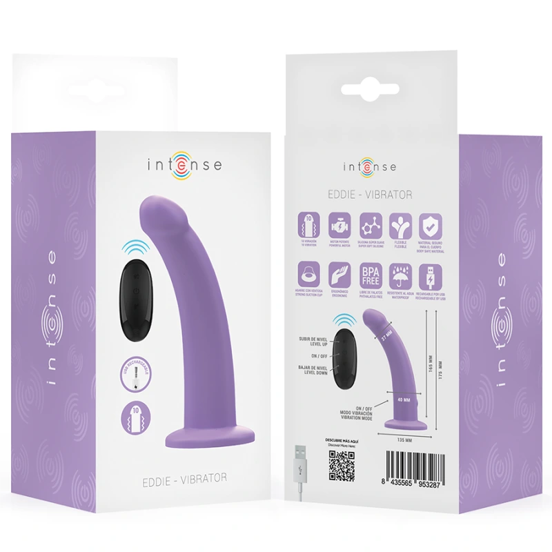 Intense - eddie vibrator 17.5 cm 10 vibrations purple remote control 7