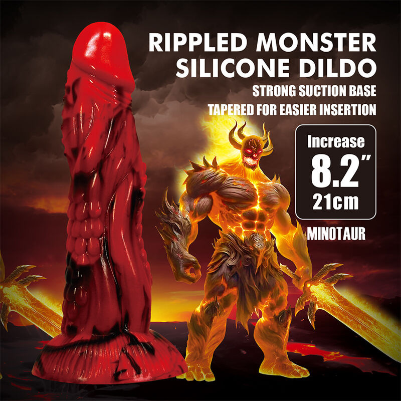 Power monsters - minotaur fantasy dildo with suction cup 21 cm Ø 5 cm red & black 6