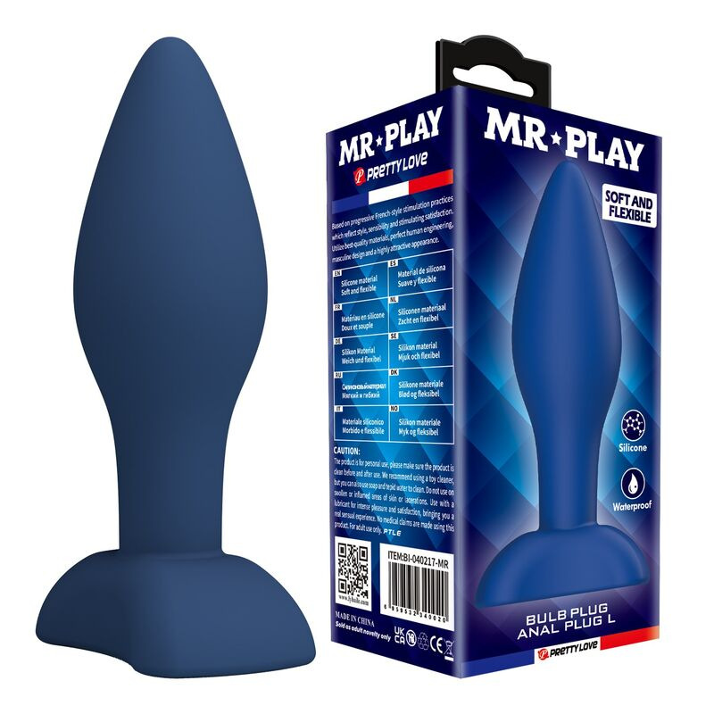 Mr play - tapered silicone anal plug blue l
