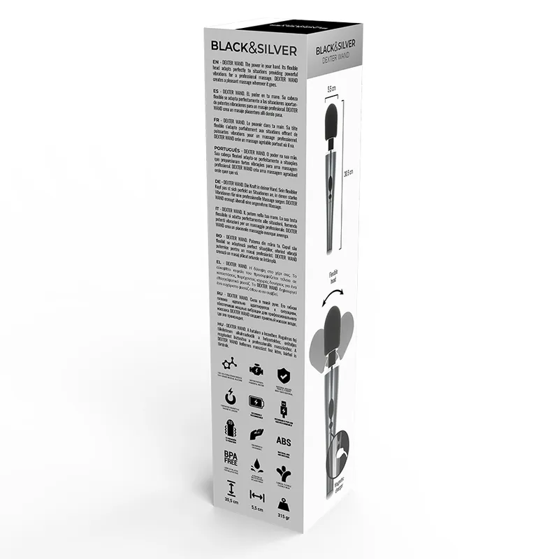 Black&Silver Dexter Massage Wand - Masážna Hlavica 3