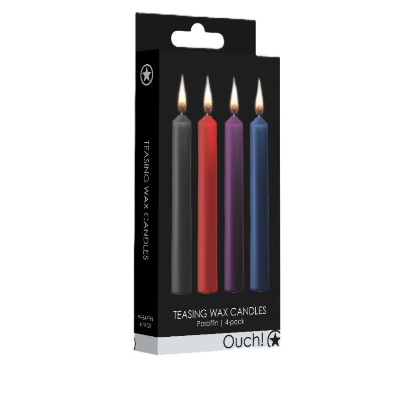 Ouch! Teasing Wax Candles Parafin 4-pack Mixed Colors - Masážne sviečky