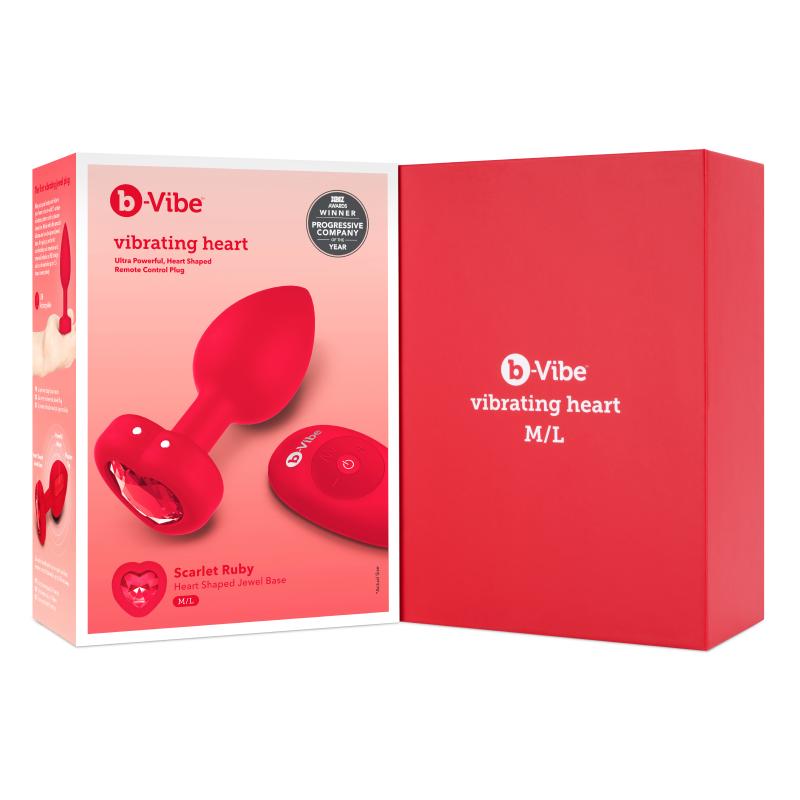 B-Vibe - Vibrating Heart Plug M/L Red 6