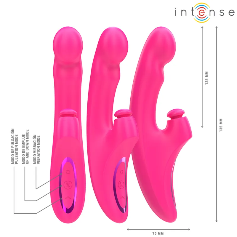 Intense - emi vibrator 13.5 cm multifunction 3 in 1 10 vibrations pink 1