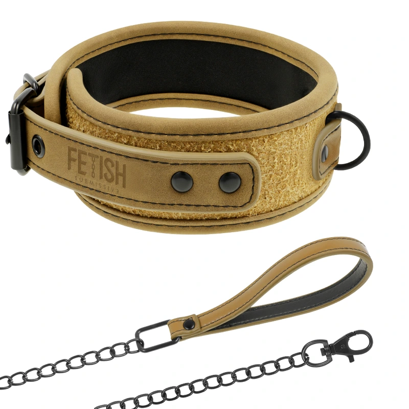 Fetish Submissive Origin Collar With Leash - Obojok