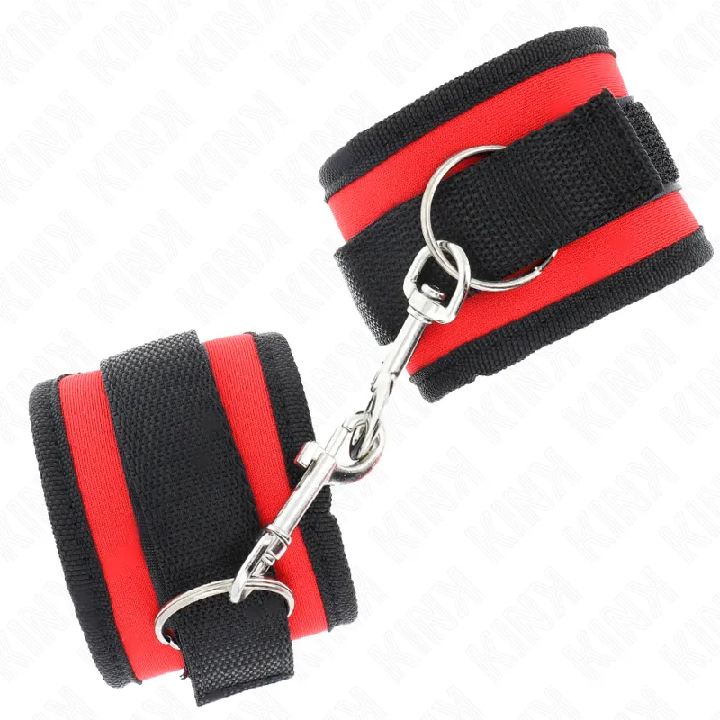 Kink - Nylon Bind Hook&Loop Wrist Restraints Red-Black Model 2 Adjustable 18-35 Cm X 6 Cm