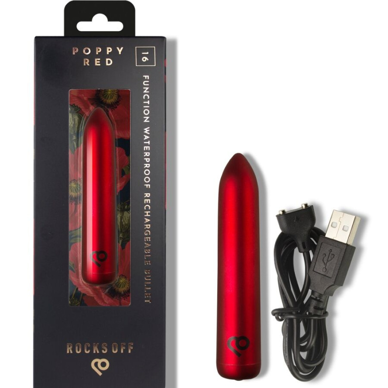 Rocks-off - rechargeable vibrating bullet poppy red 5