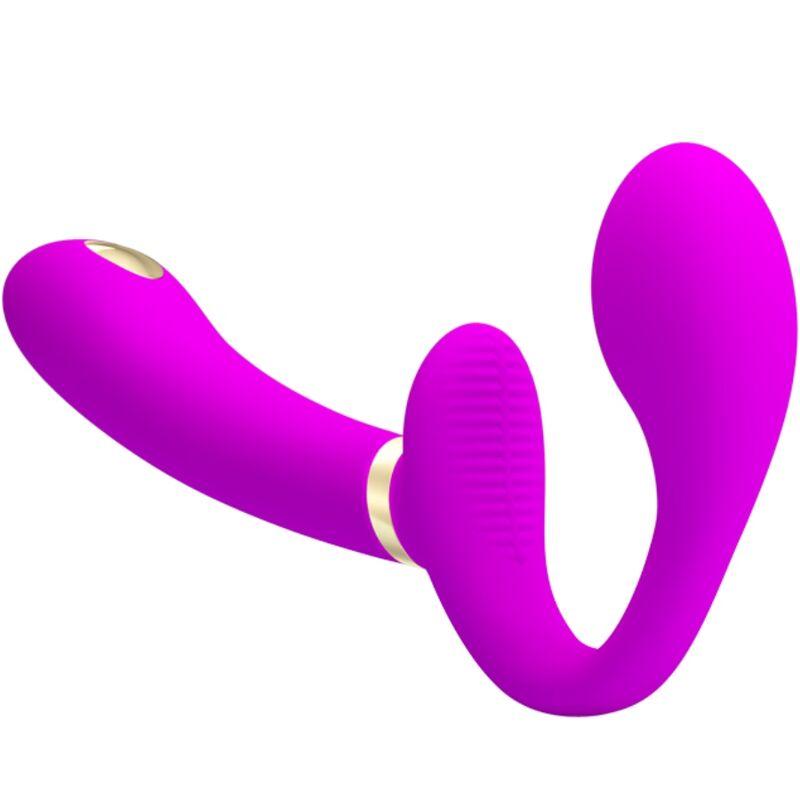 Pretty love - thunderbird double strap-on vibrator remote control purple 2