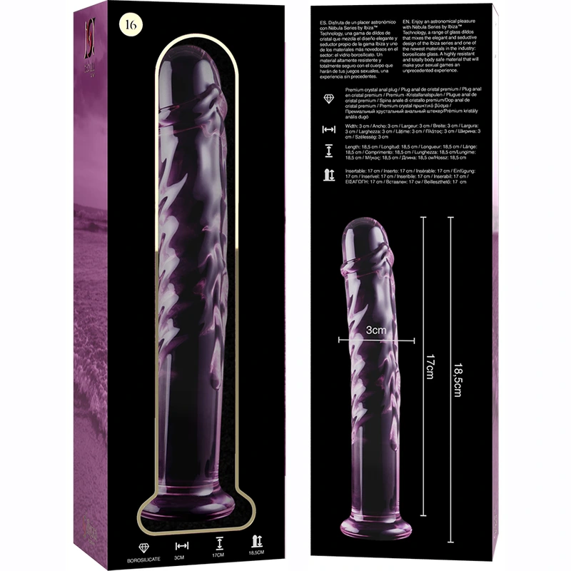 Nebula series by ibiza - model 16 dildo borosilicate glass pink 18.5 cm -o- 3 cm 5