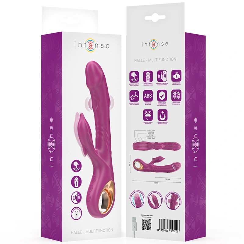 Intense - halle multifunction vibrator with dolphin stimulating tongue purple 7
