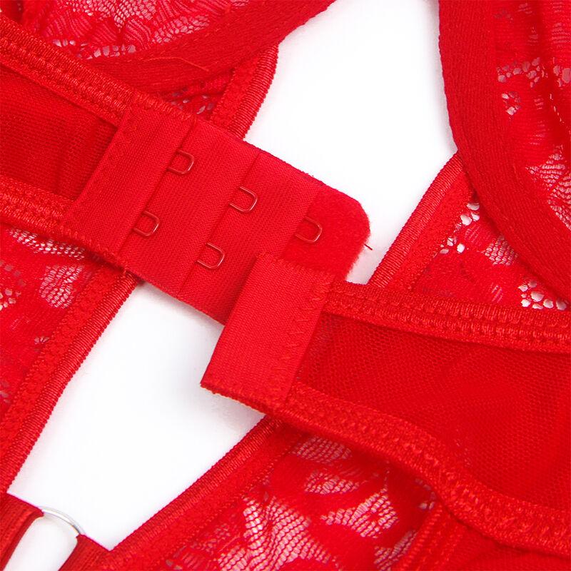 Subblime - Teddy With Garter With Lace Detail And Strips Red S/M 7