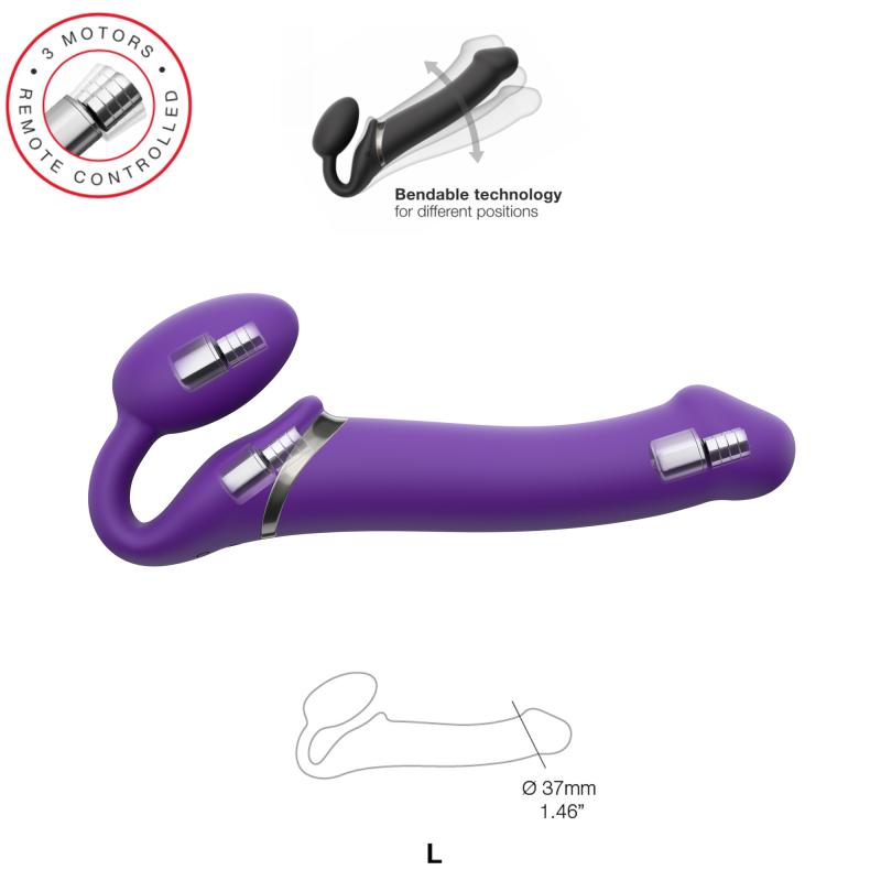 Strap-On-Me - Vibrating Bendable Strap-On Purple M - Vibračný Pripínací Penis