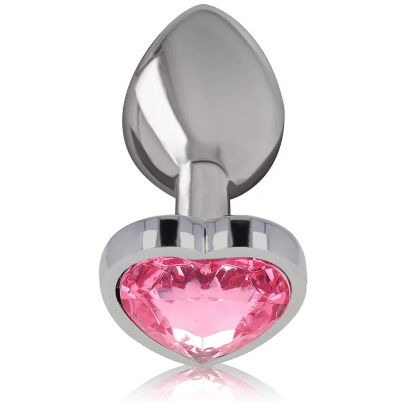 Intense - Metal Aluminum Anal Plug Heart Pink Size S - Análny Kolík