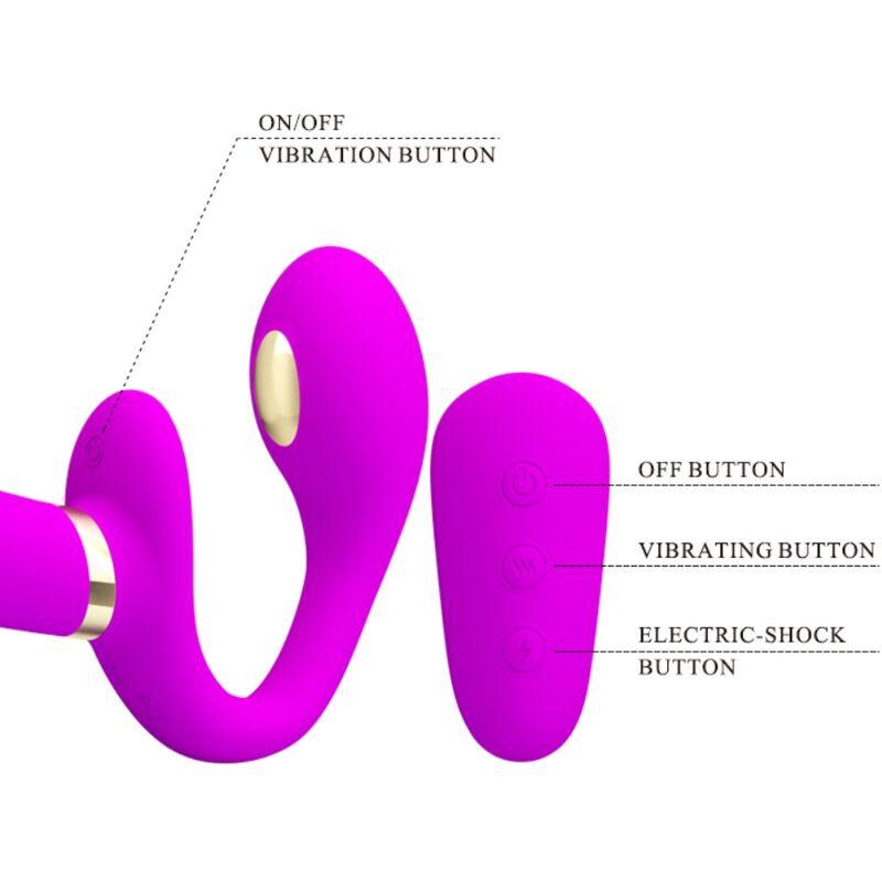 Pretty love - thunderbird double strap-on vibrator remote control purple 4