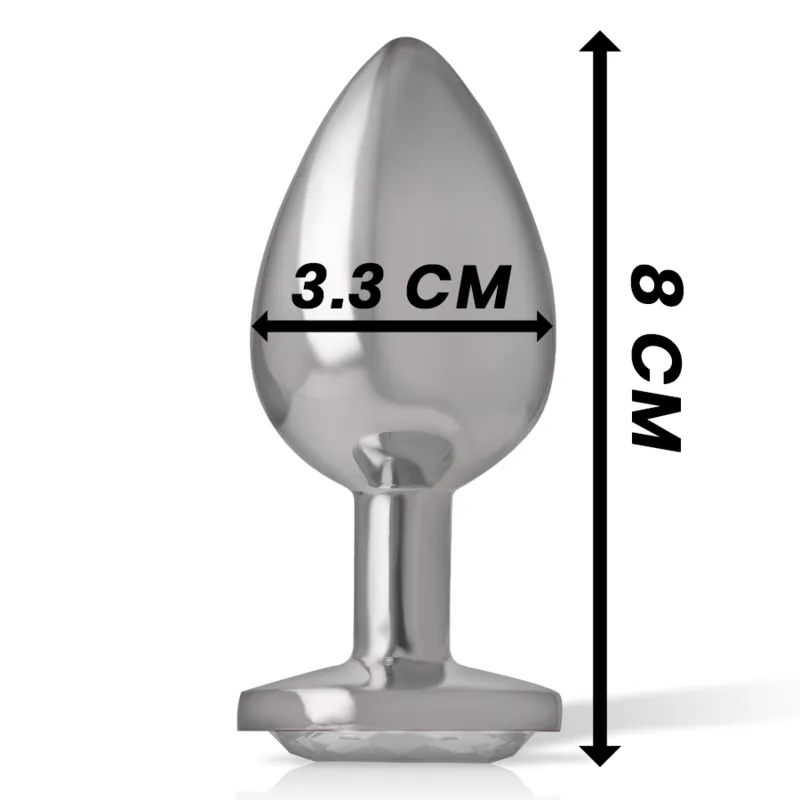 Intense - Metal Aluminum Anal Plug With Silver Glass Size M - Análny Kolík