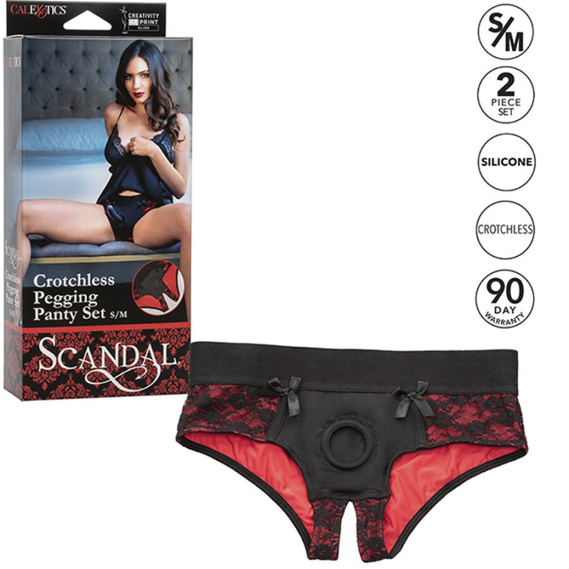 Calexotics - scandal set of crotchless panties with dildo size s/m 6