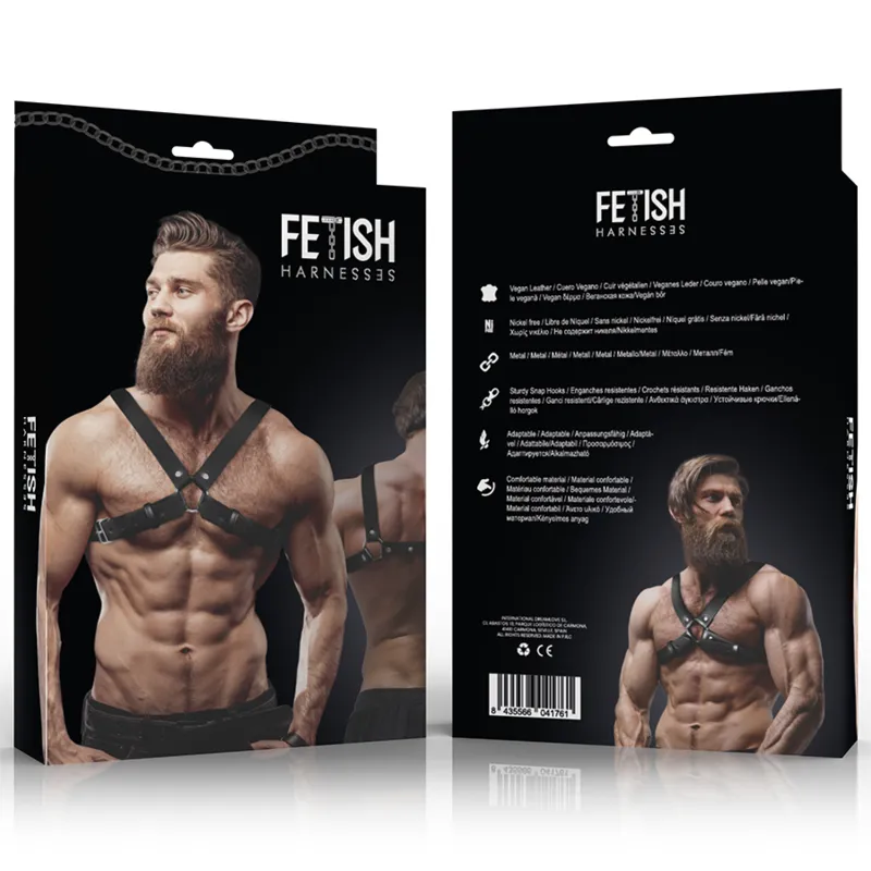 Fetish Submissive Attitude&Trade; - Men&Apos;S Adjustable Eco-Leather Cross Chest Bulldog H 1
