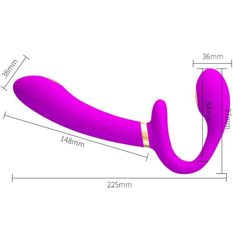 Pretty love - thunderbird double strap-on vibrator remote control purple 3