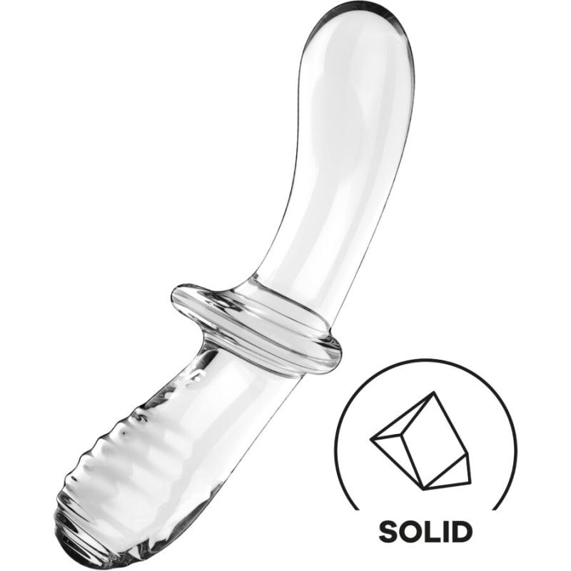 Satisfyer - Double Crystal Dildo Transparent - Sklenené Dildo 3