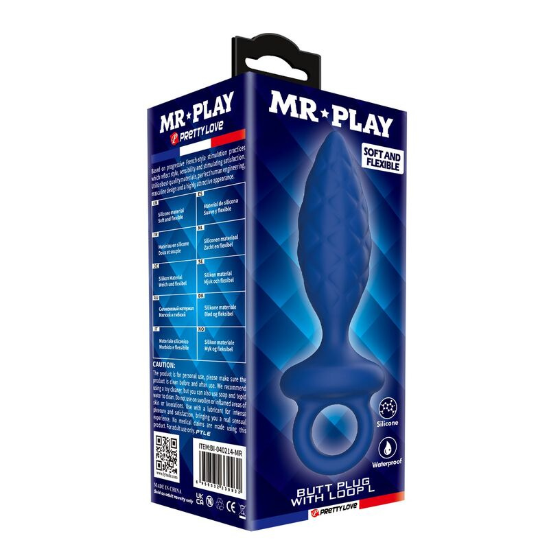 Mr play - textured anal plug with ring blue l 2