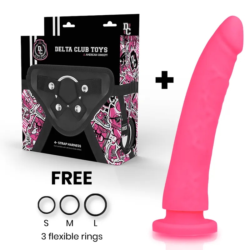 Delta Club Toys Harness + Dong Pink Silicone 23 X 4.5 Cm