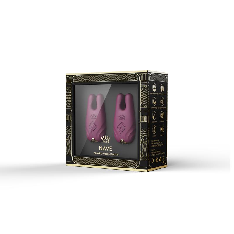 Zalo - Nave Wireless Vibrating Nipple Clamps Velvet Purple