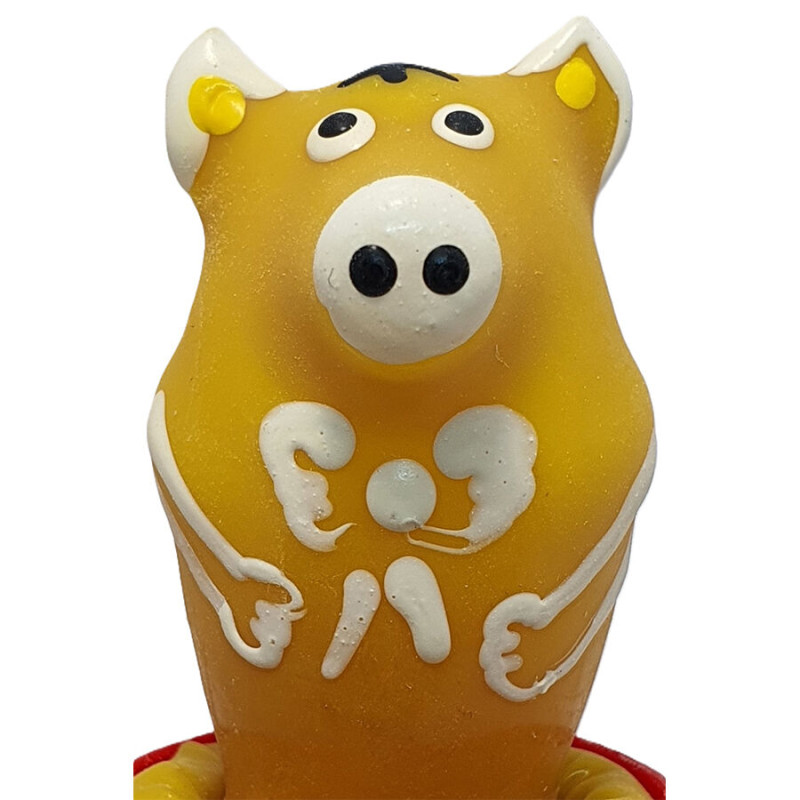 Condomerie - handpainted novelty condoms pig sitting yellow