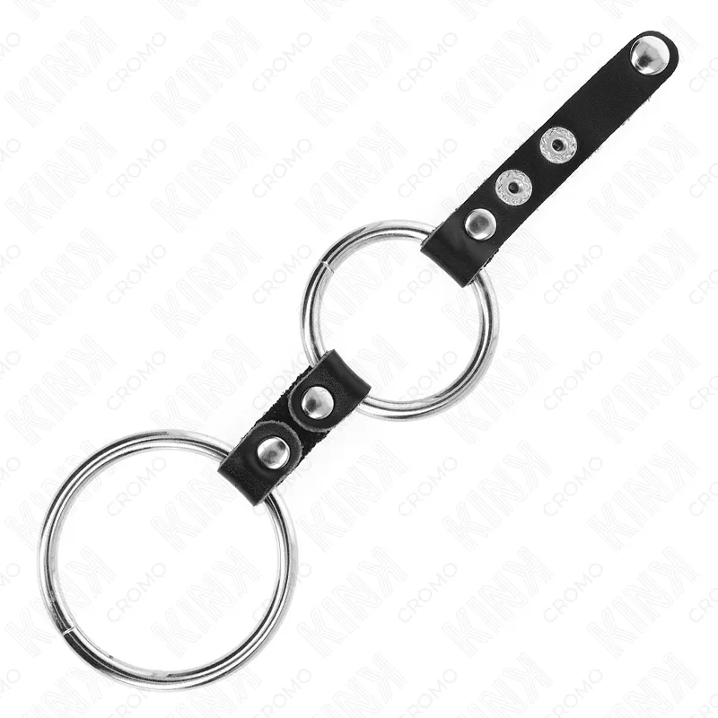 Kink - double penis ring 3.8 cm to 5 cm connected by leather