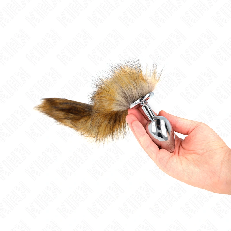 Kink - anal plug size l 10 x 4 cm with synthetic tail 40 cm brown