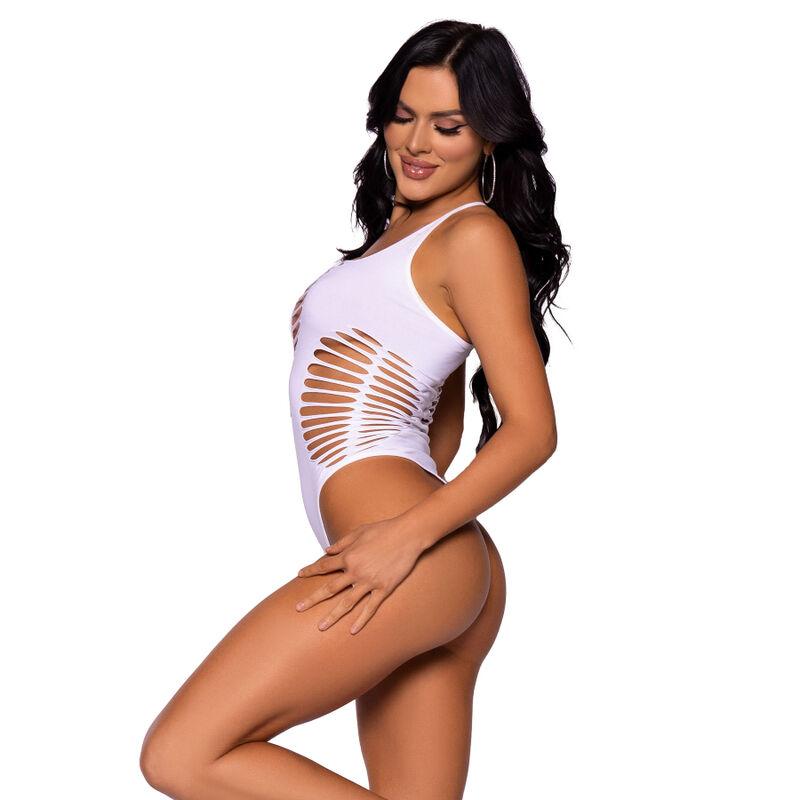 Leg Avenue - Racerback Thong Bodysuit One Size - White 2