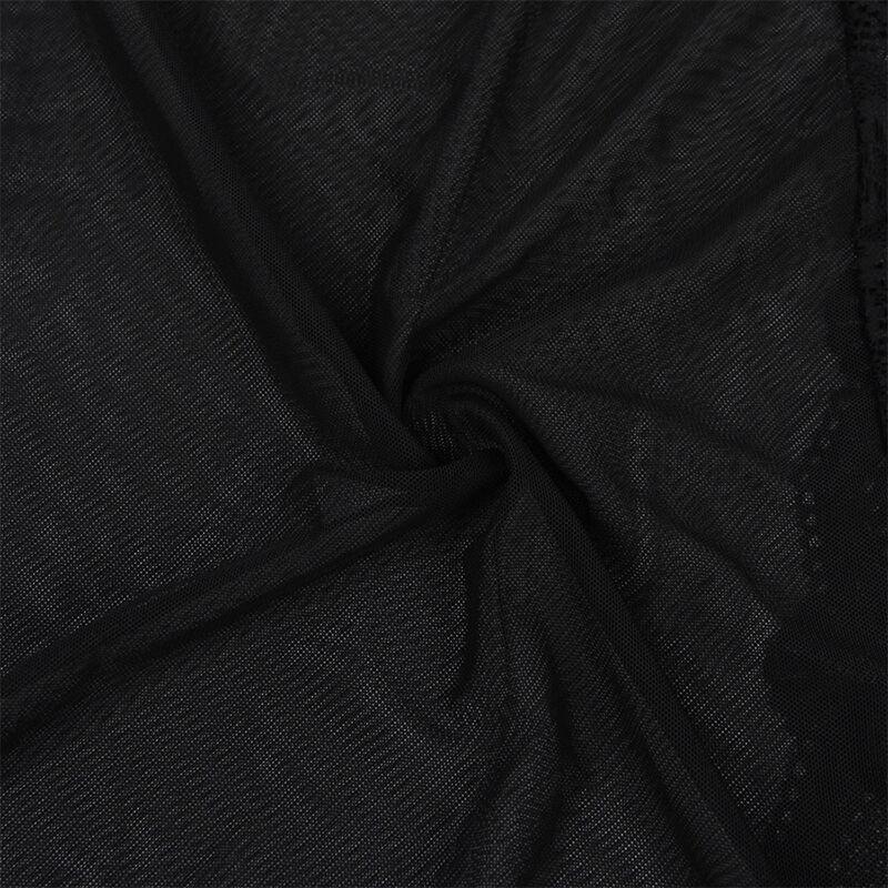 Subblime - Transparent Fabric Robe With Lace Detail Black S/M 9