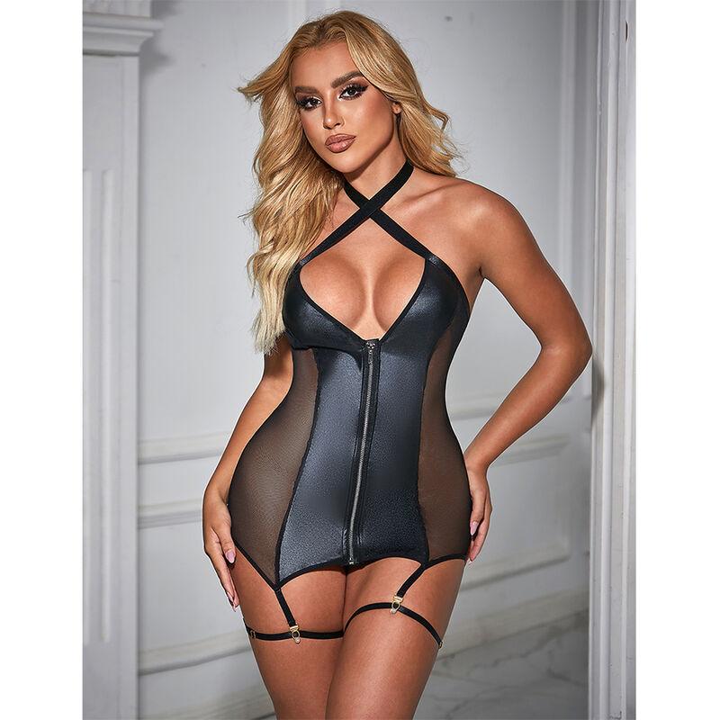 Subblime - 954444 sexy mesh dress leather black s/m