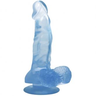Realistic Dildo Suction Cup And Testicles Soft Blue