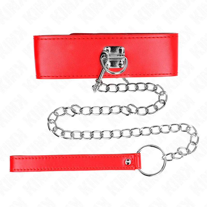 Kink - Necklace With Belt 65 Cm With Wide Red Strap Adjustable 33.5-41 Cm X 5 Cm 2
