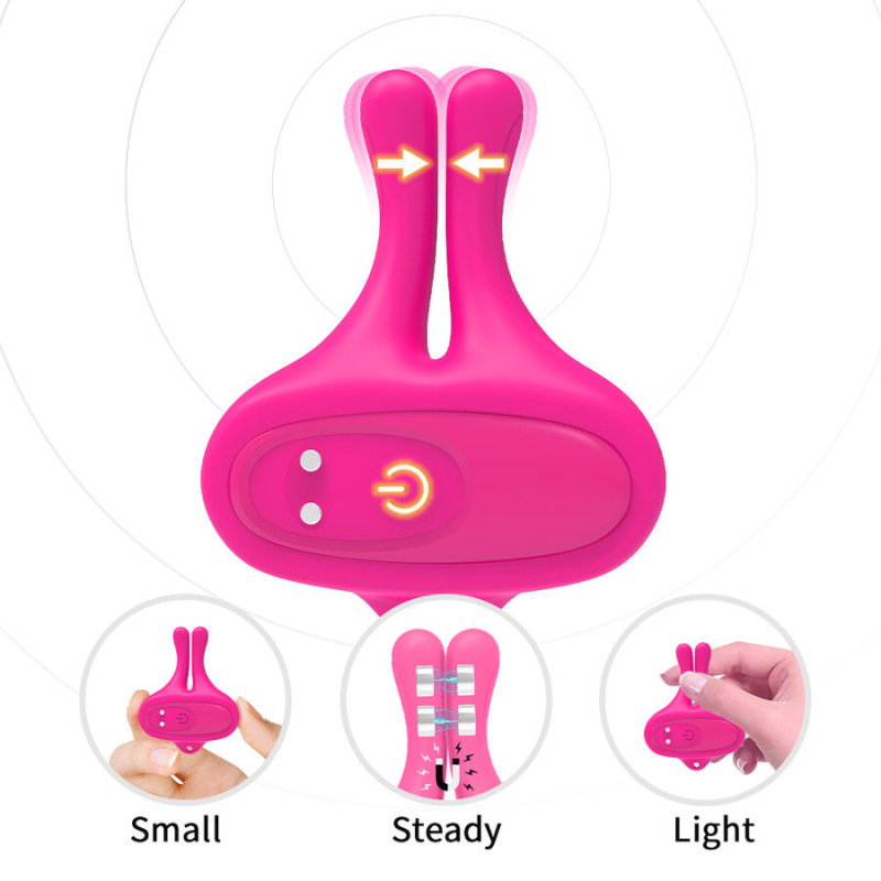 Armony - rabbit shape vibration magnetic nipple clamps pink 2
