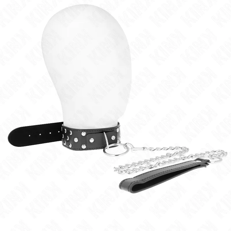 Kink - Ring Rivet Strap Necklace With Belt 65 Cm Black Adjustable 36-50 Cm X 3.8 Cm 2