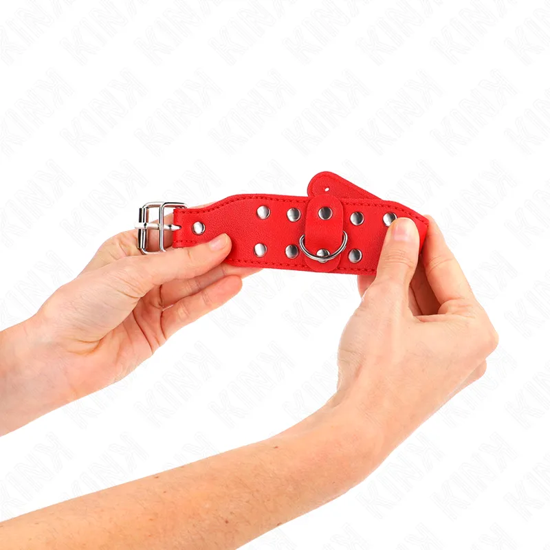 Kink - Wristbands With Double Line Of Adjustable Studs Red