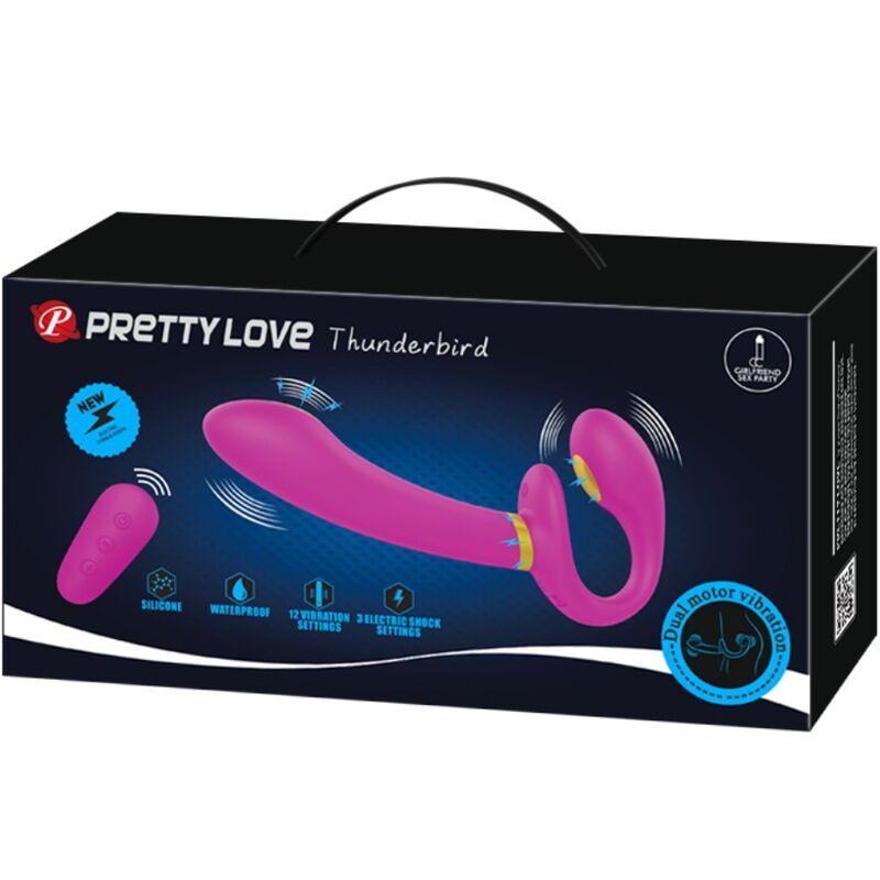 Pretty love - thunderbird double strap-on vibrator remote control purple 6