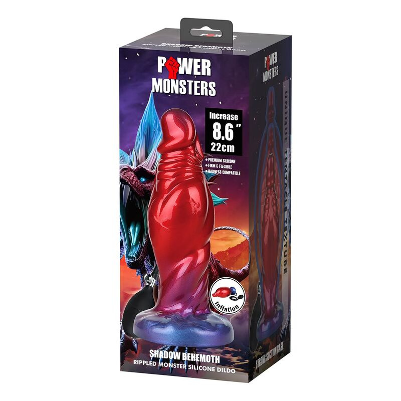 Power monsters - shadow behemoth bicolor inflatable fantasy silicone dildo 22 cm Ø 5 cm 1