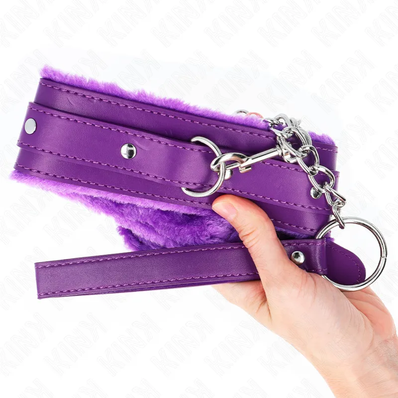 Kink - Collar With Leash 65 Cm With Restrictions Purple 36-42 Cm X 5.5 Cm 4