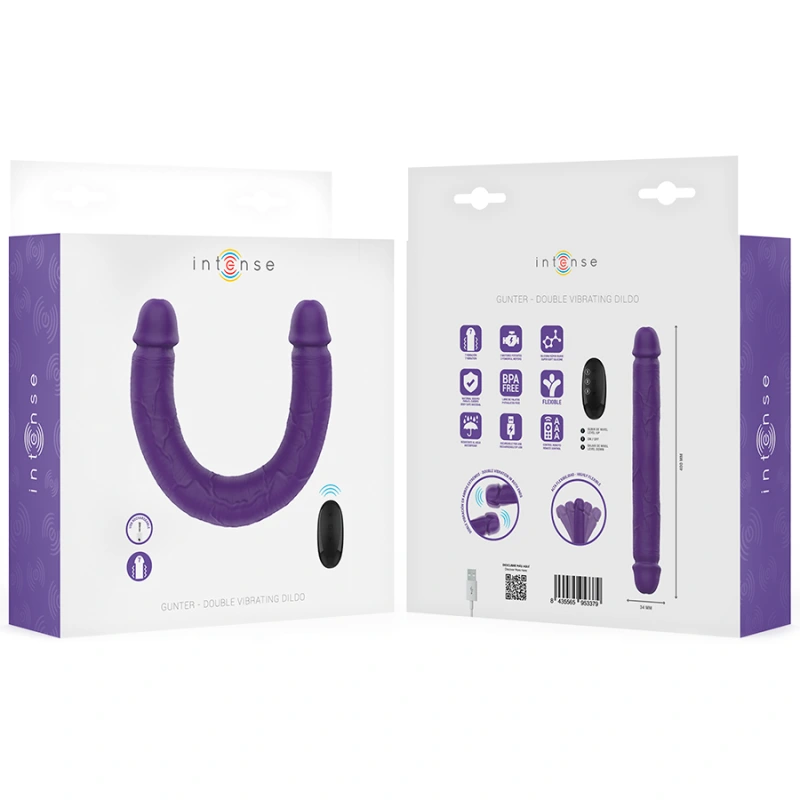 Intense - gunter dildo double vibrator 40 cm purple remote control 6