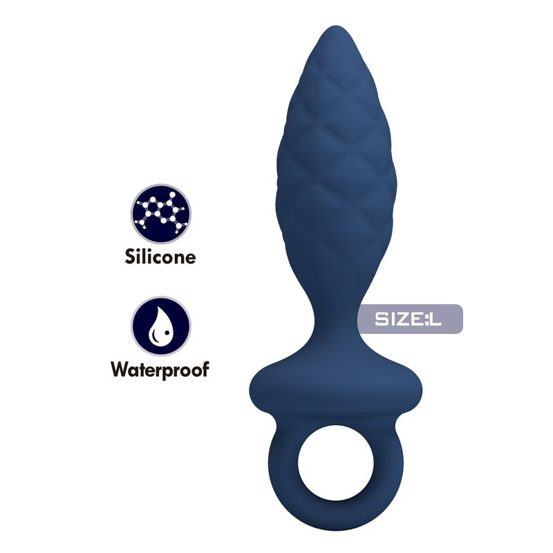 Mr play - textured anal plug with ring blue l 1