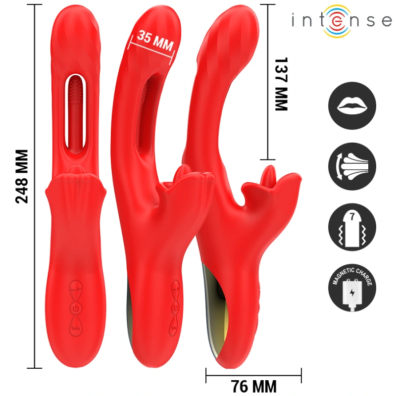 Intense - jessica multifunction vibrator clitoris stimulation 24.8 cm red 2