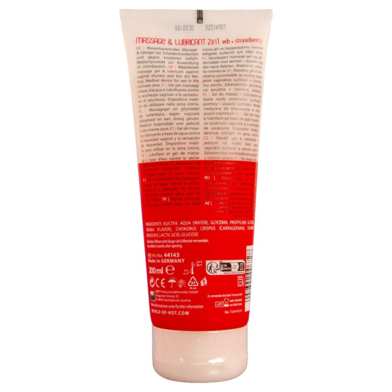 Hot - massage & glide gel 2in1 strawberry 200 ml 1
