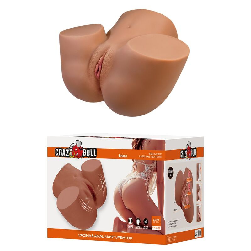 Crazy bull - realistic female torso masturbator dual entry with vibration and suction natural color 7