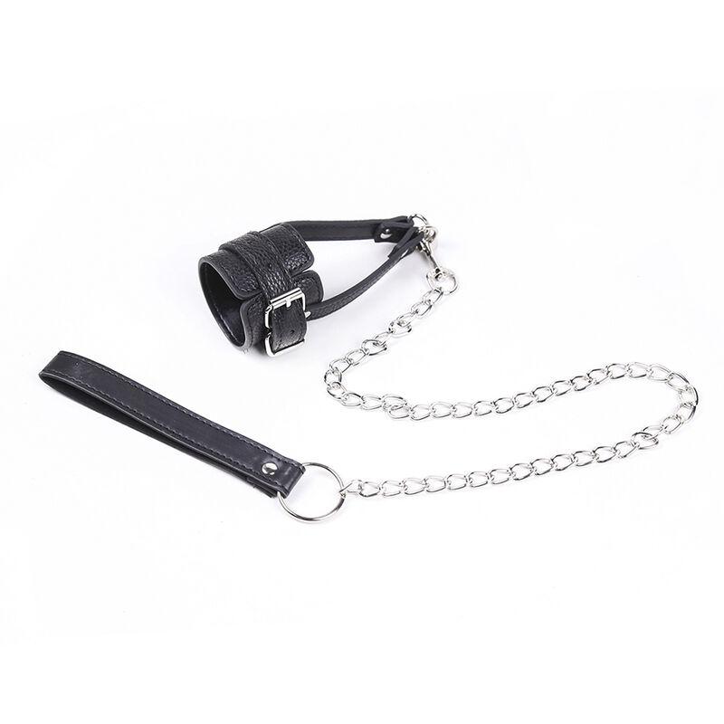 Ohmama Fetish Cock Ring With Metal Leash Chain
