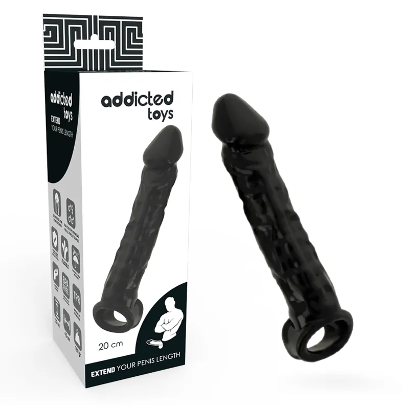 Addicted Toys Dong Extension Black 20cm - Návlek Na Penis
