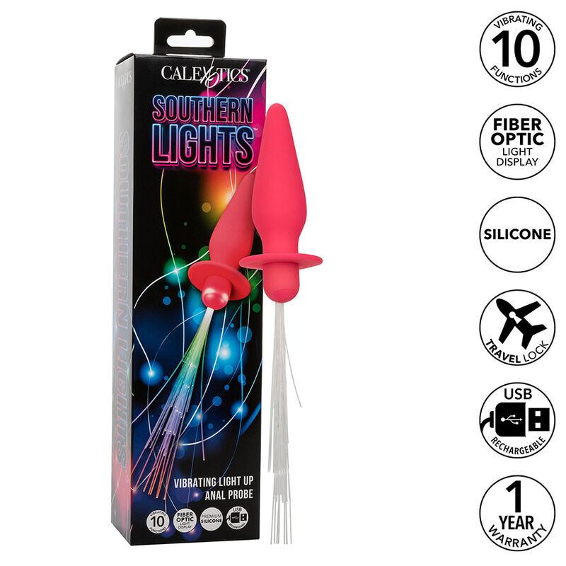 Calexotics - Southern Lights Light Up Anal Plug 10 Vibrations Silicone Pink