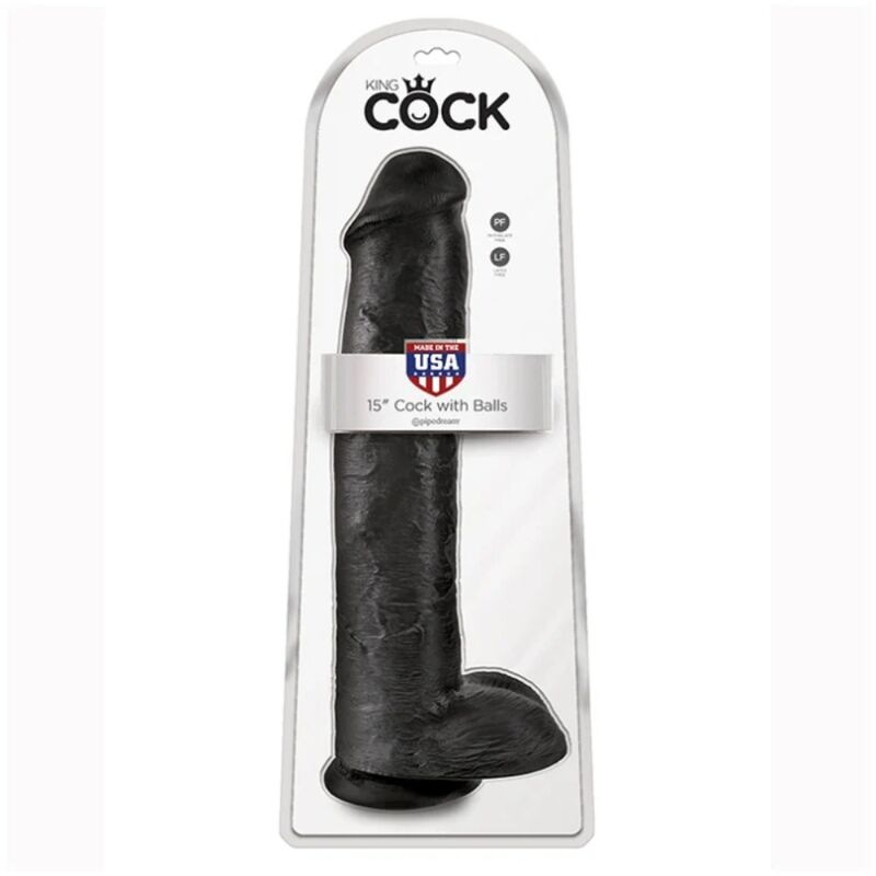 King cock - realistic dildo with testicles 38 cm black 4