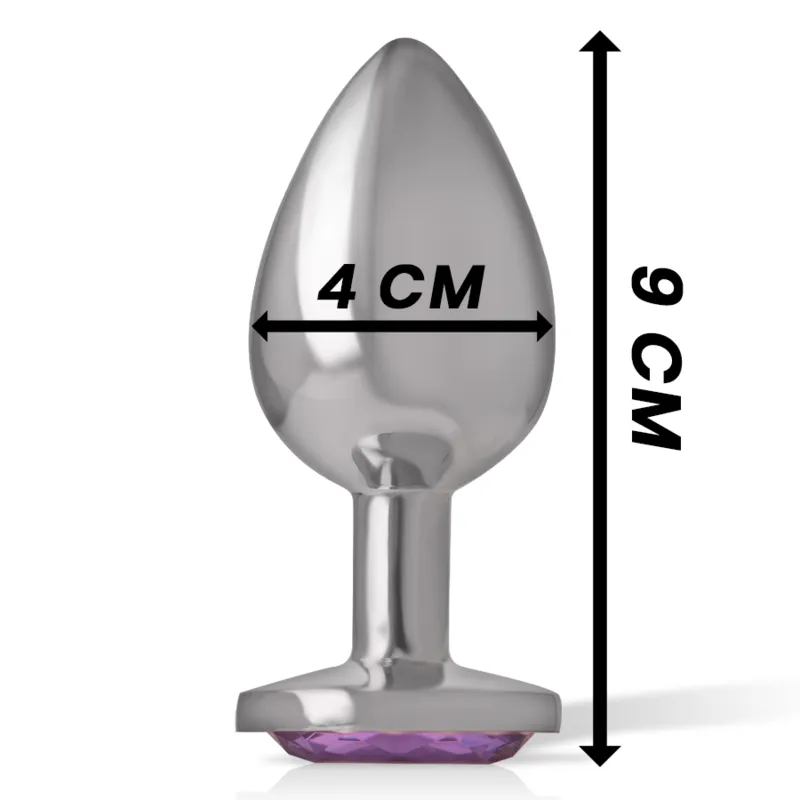 Intense - Metal Aluminum Anal Plug With Violet Glass Size L - Análny Kolík