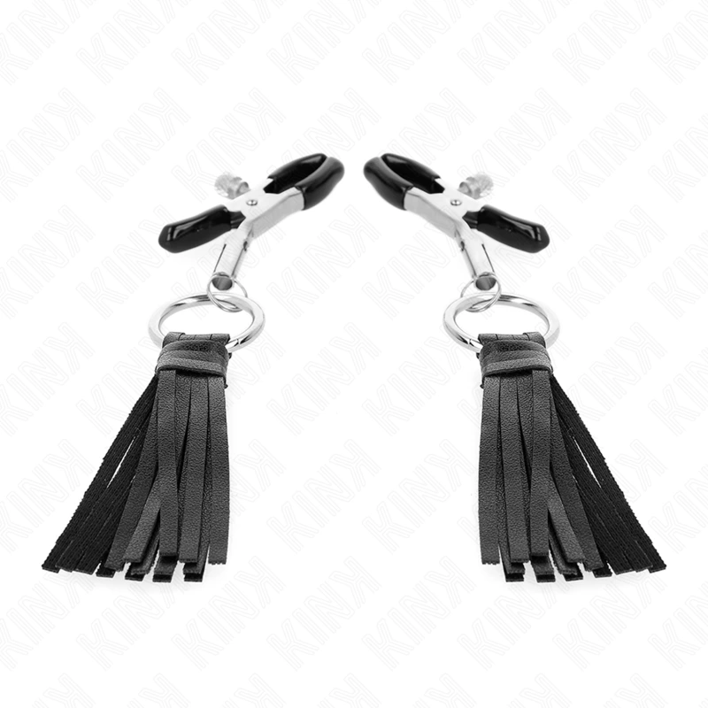 Kink - leatherette tassel nipple clamps 6 cm 3